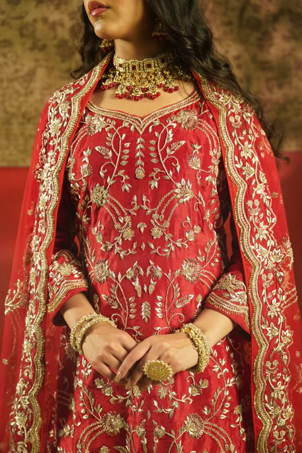 Farshi Lehenga in Crimson Red - Image 2