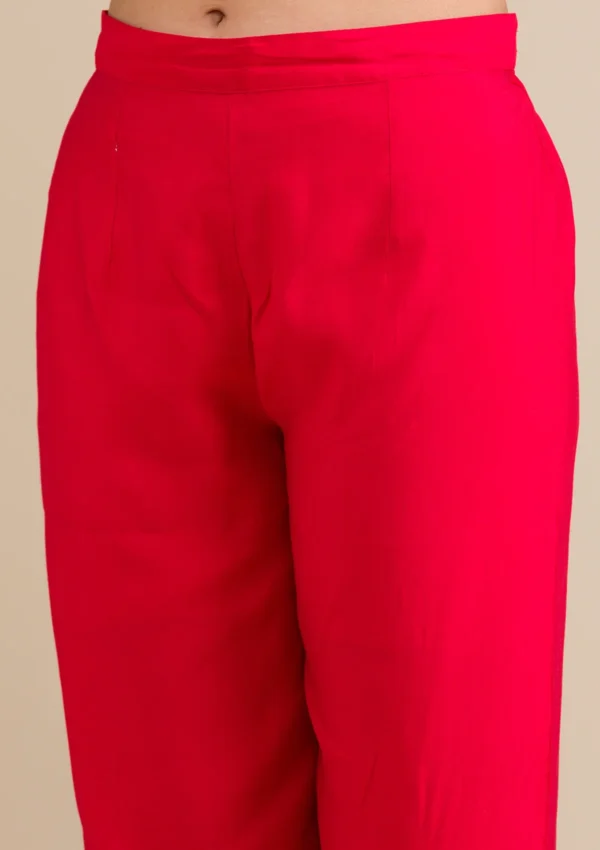 Red Zariwork Semi Crepe Readymade Salwar Suit - Image 6