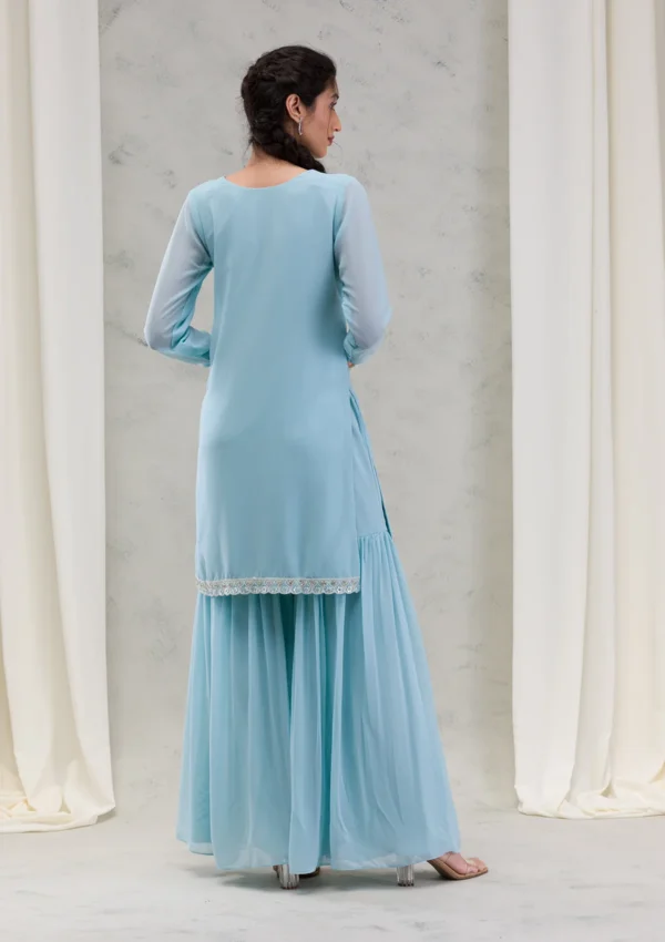 Sea Green Stonework Georgette Readymade Salwar Suit - Image 7