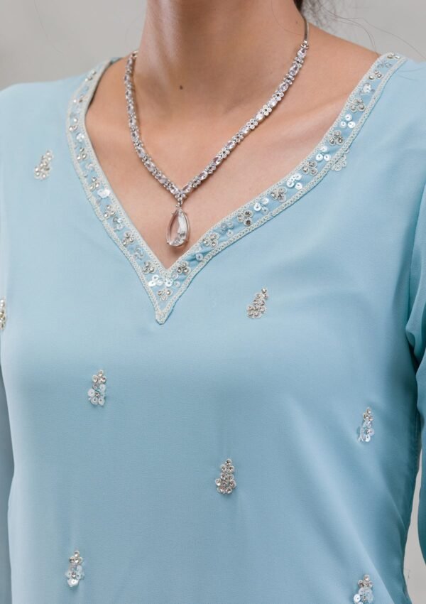 Sea Green Stonework Georgette Readymade Salwar Suit - Image 8