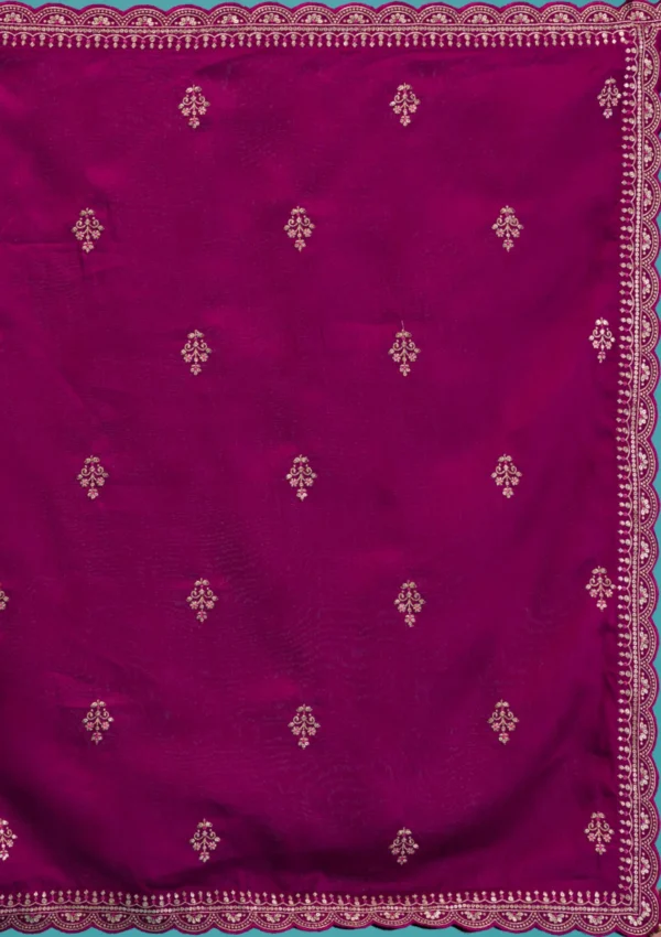 Wine Zariwork Raw Silk Readymade Sharara Suit - Image 7