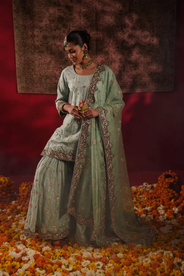 Mint Green Bridal Gharara Set - Image 2