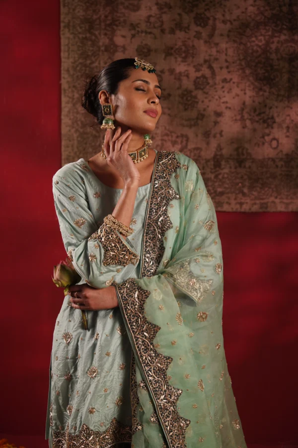 Mint Green Bridal Gharara Set - Image 4
