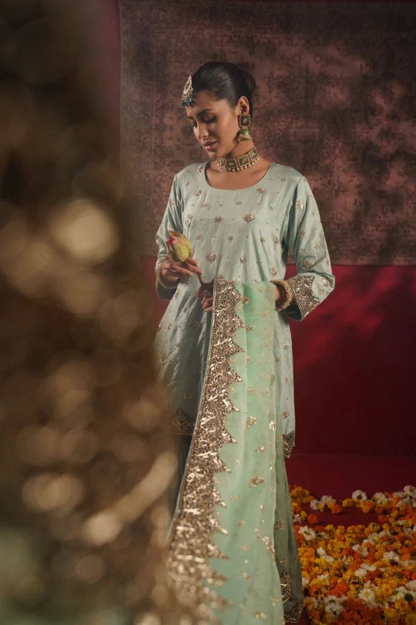 Mint Green Bridal Gharara Set - Image 5