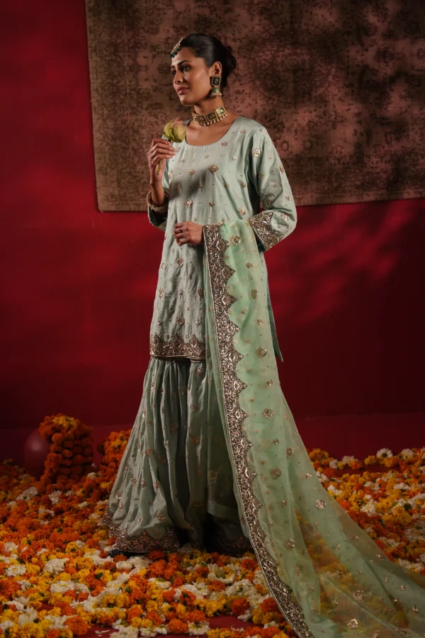 Mint Green Bridal Gharara Set - Image 3