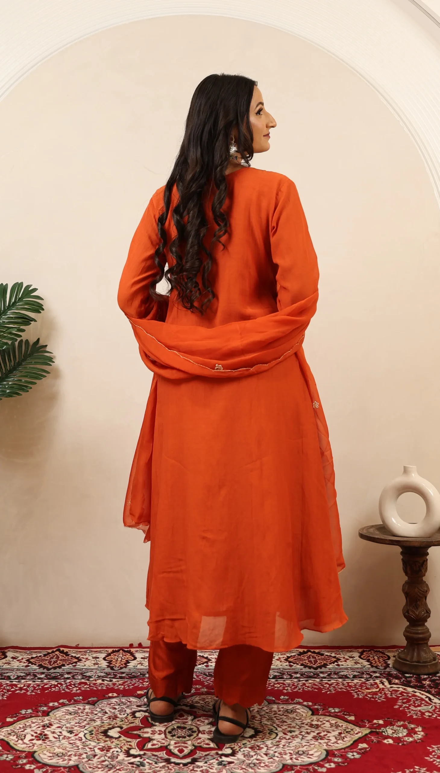 Hand Embroidered Three Pcs Suit with Organza Dupatta - Image 8