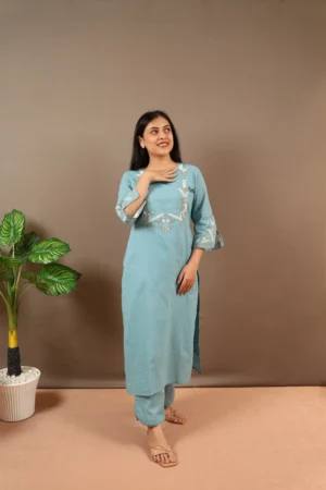 Blue Suit with Thread Work