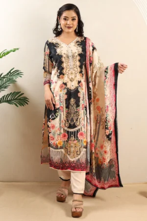 Peach Straight Muslin Suit with Muslin Dupatta