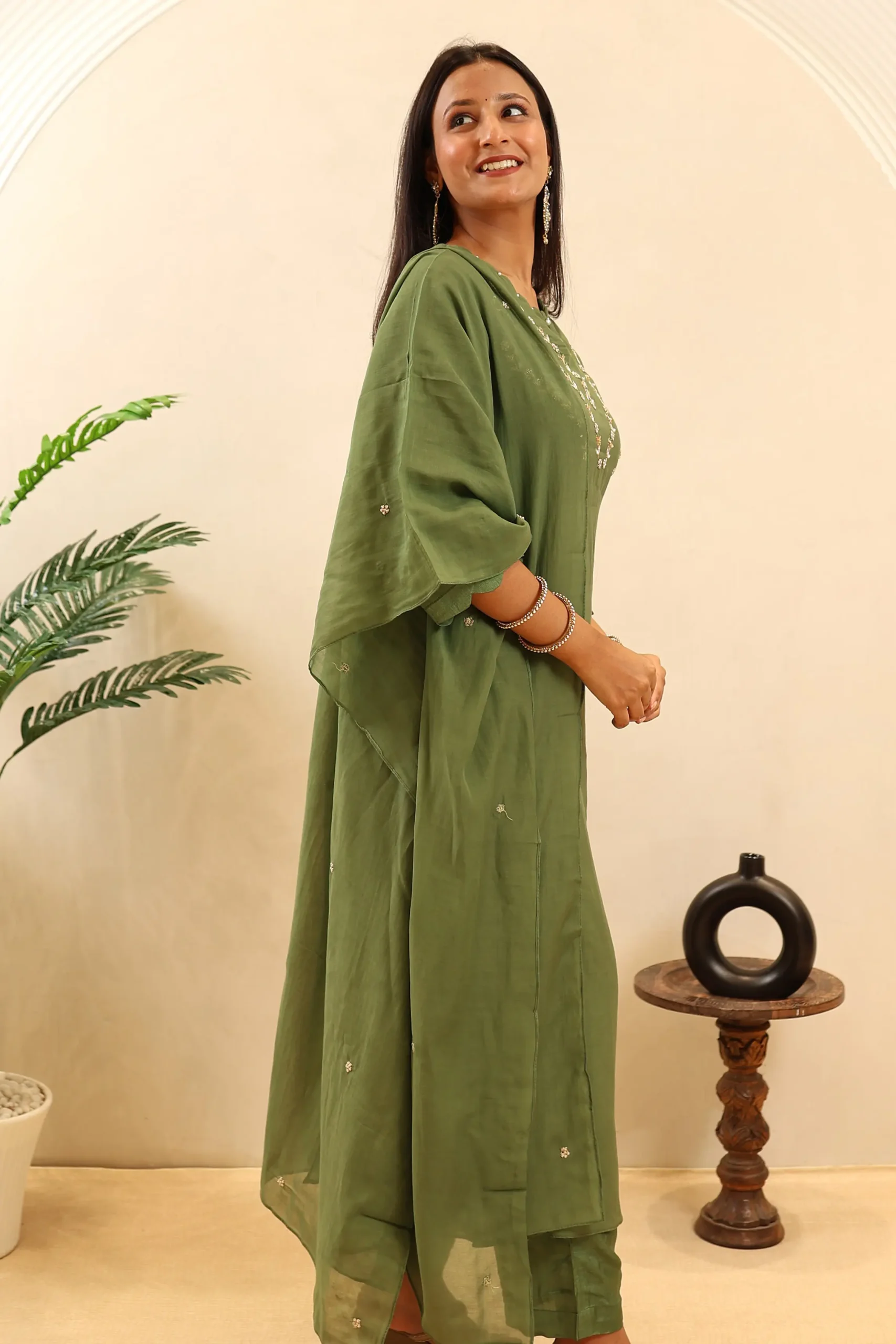 Chunnon Anarkali Featuring Dabka Work on the Neck and Moti Work - Image 3