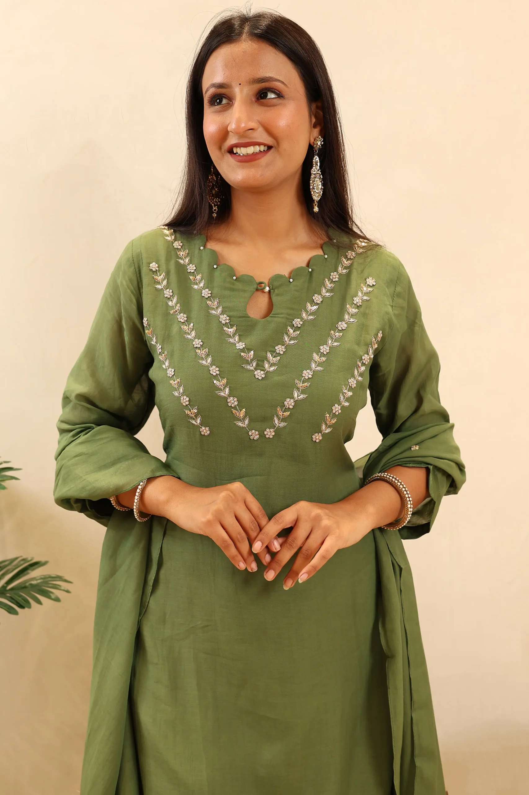 Chunnon Anarkali Featuring Dabka Work on the Neck and Moti Work - Image 5