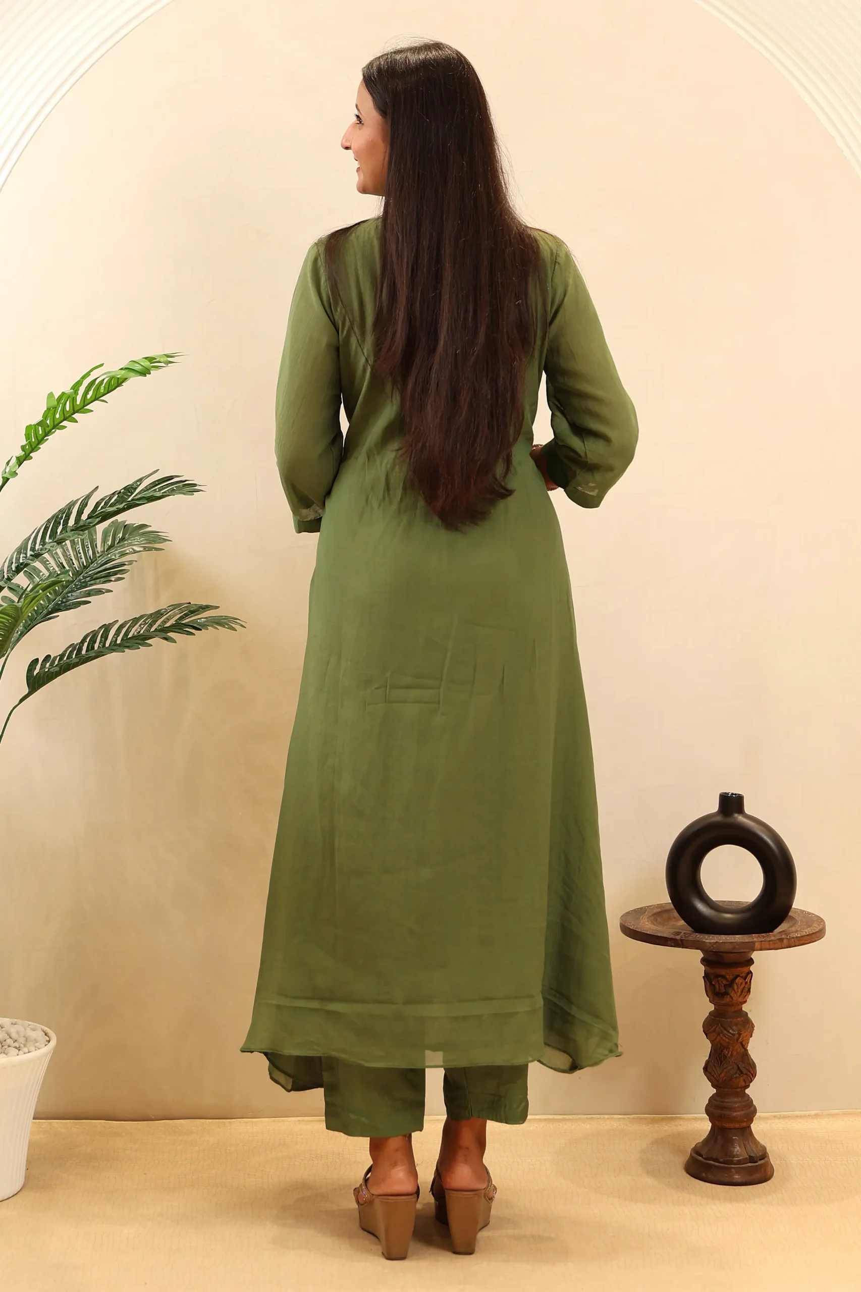 Chunnon Anarkali Featuring Dabka Work on the Neck and Moti Work - Image 6