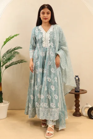 cutwork-long-anarkali-frock-cotton-with-thread-work-print-cotton-dupatta