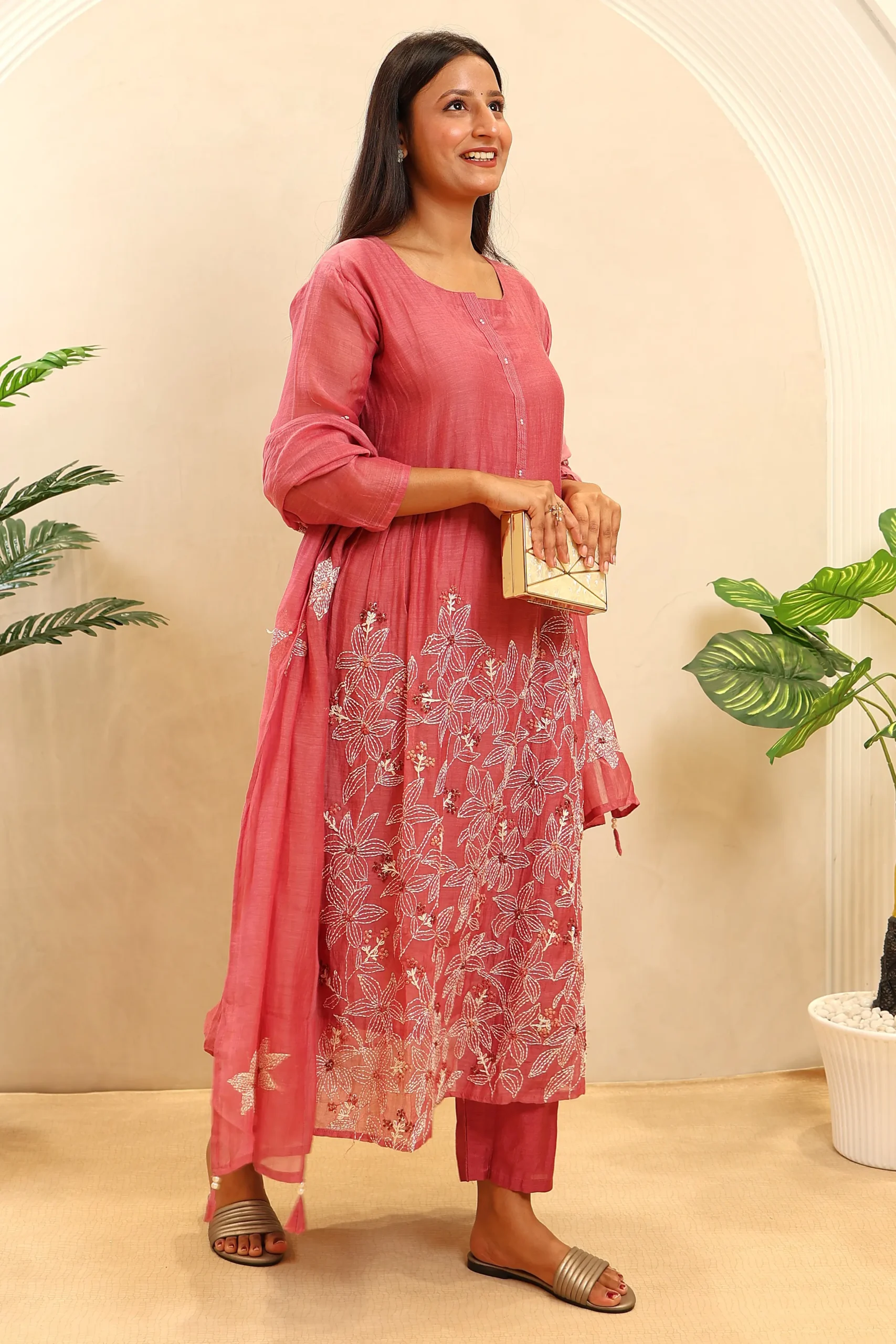 Long Suit with Thread Work and Cotton Dupatta - Image 4