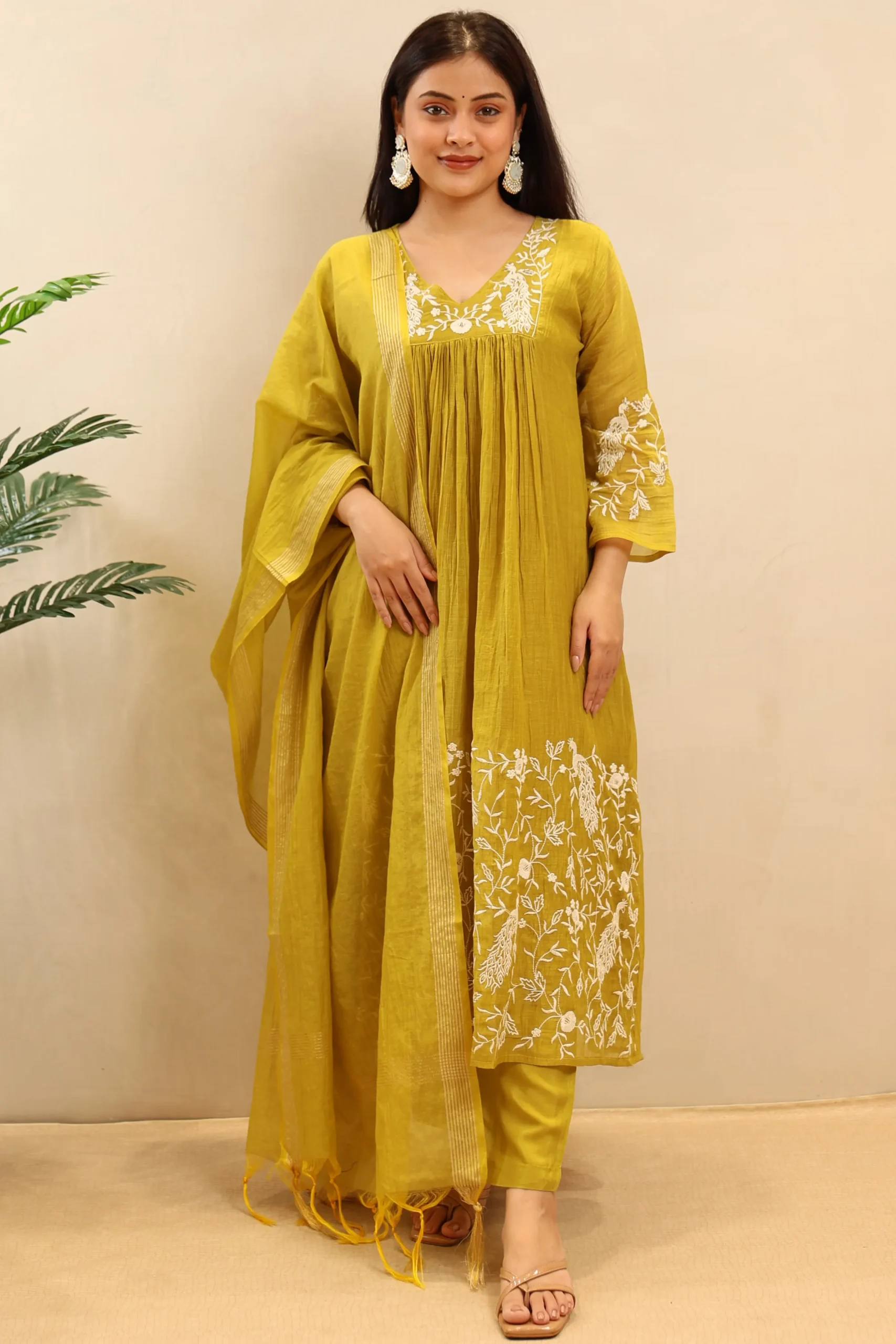 Long Mul Cotton Anarkali Frock with Cotton Dupatta