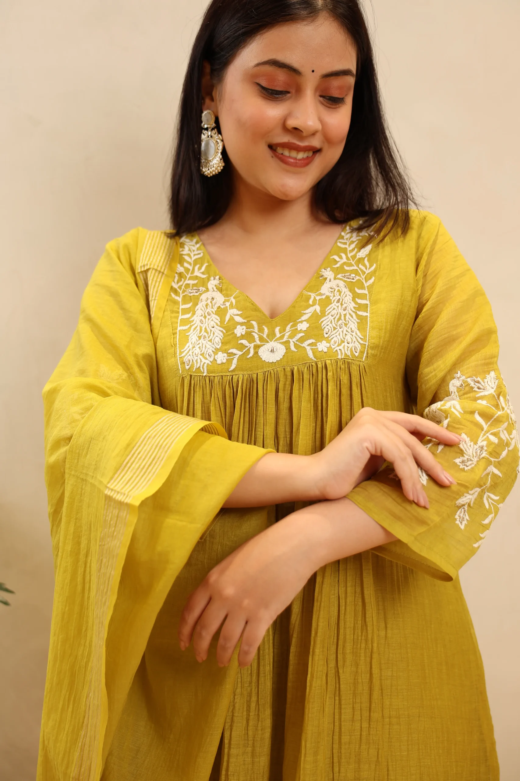 Long Mul Cotton Anarkali Frock with Cotton Dupatta - Image 2