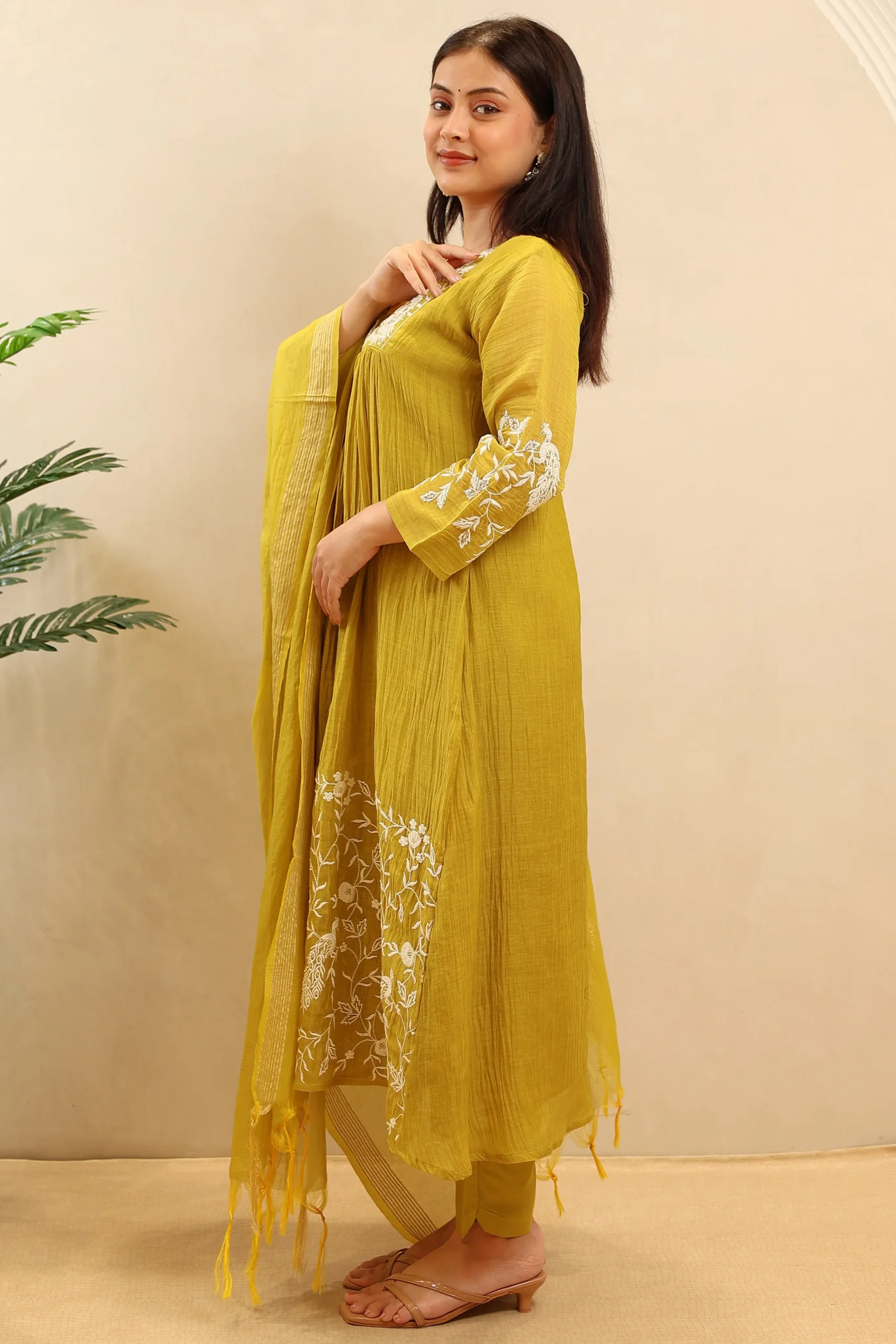 Long Mul Cotton Anarkali Frock with Cotton Dupatta - Image 4