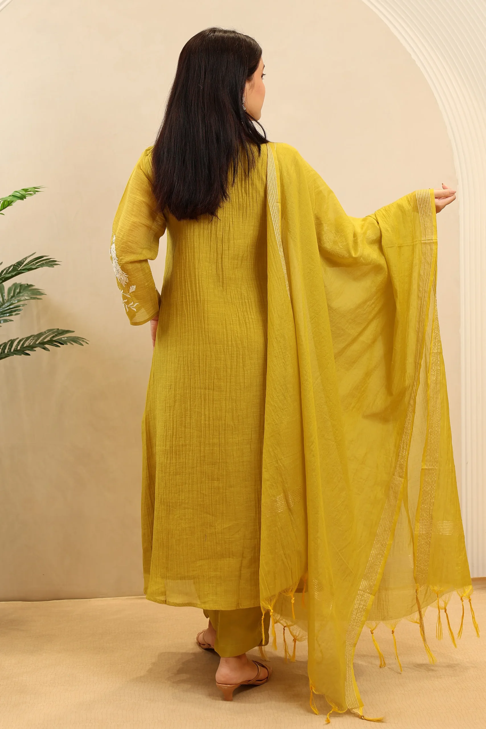 Long Mul Cotton Anarkali Frock with Cotton Dupatta - Image 5