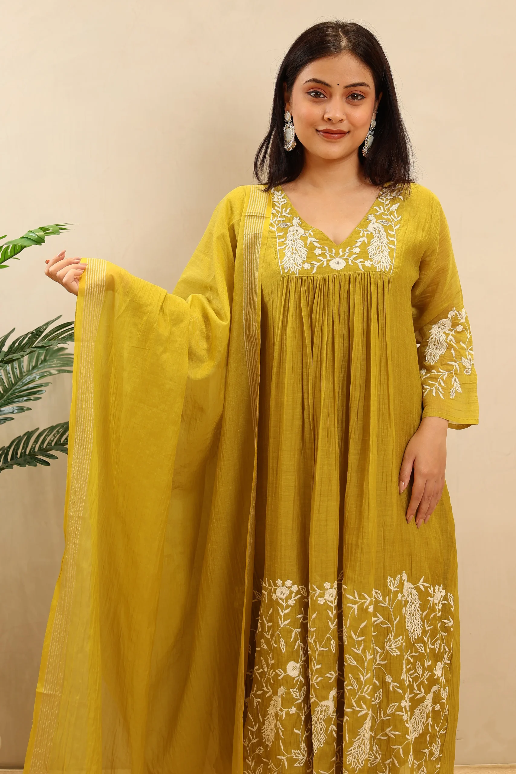Long Mul Cotton Anarkali Frock with Cotton Dupatta - Image 3