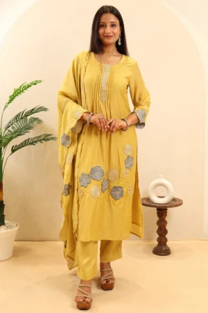 Cotton A-Line Suit with Cotton Dupatta