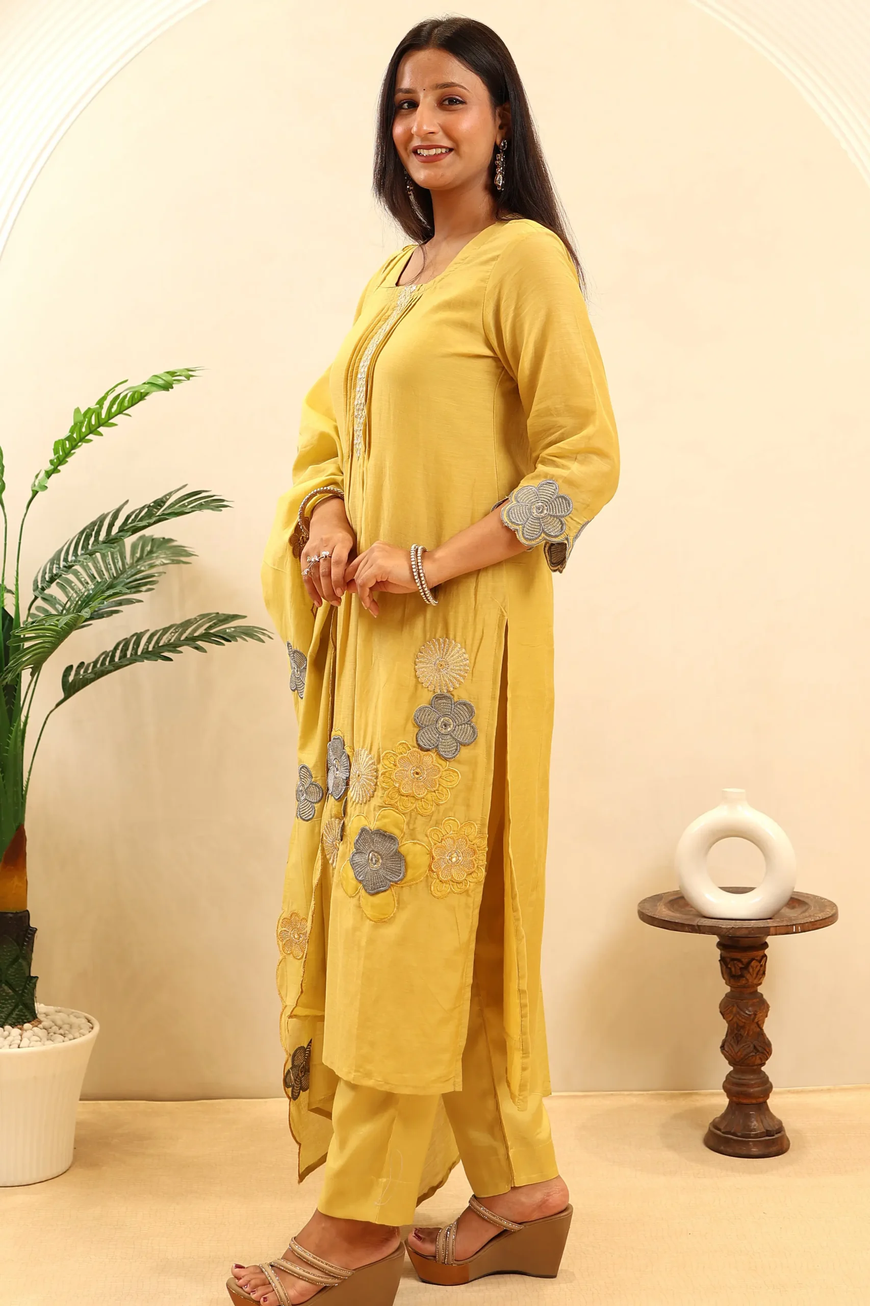 Cotton A-Line Suit with Cotton Dupatta - Image 4