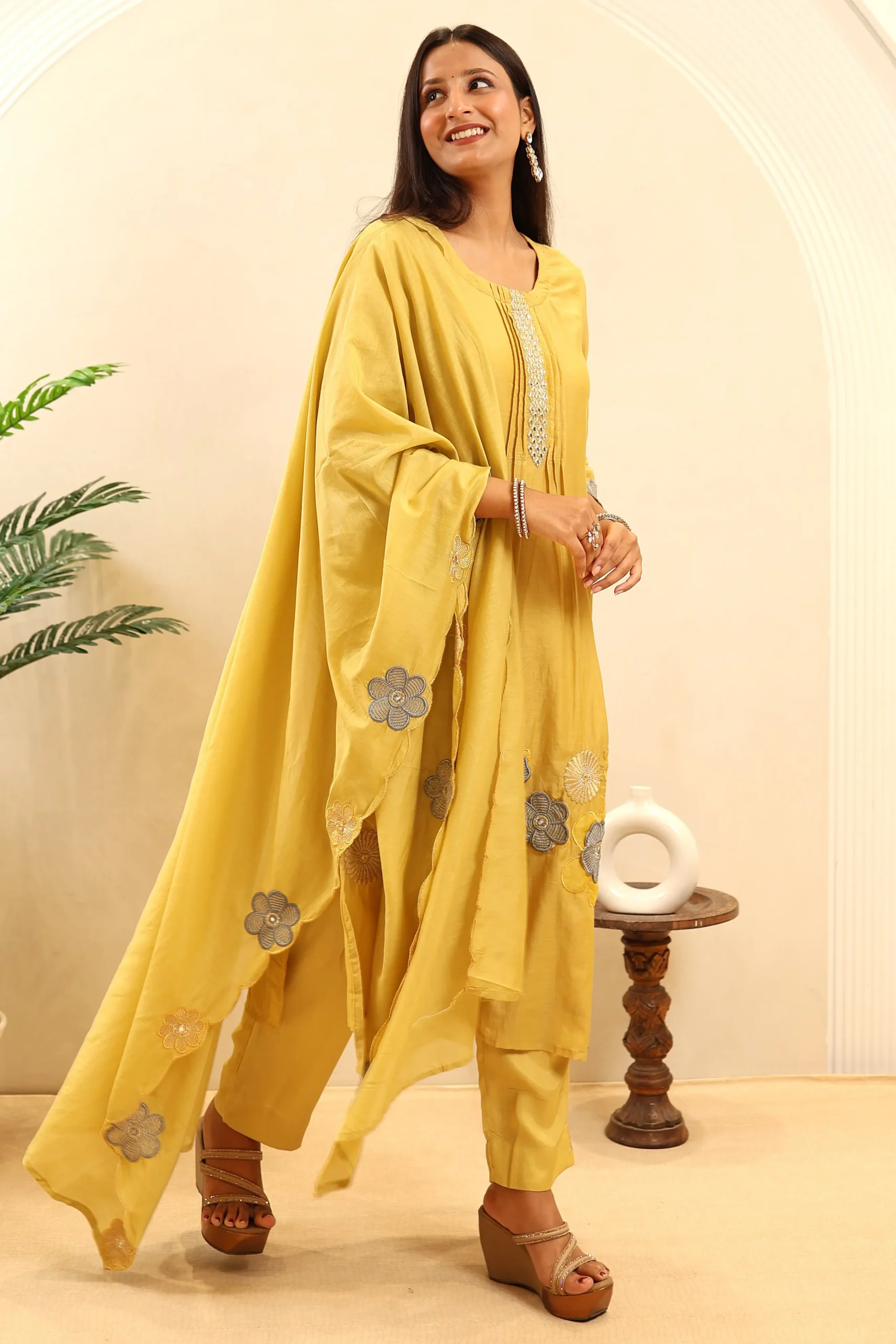 Cotton A-Line Suit with Cotton Dupatta - Image 5