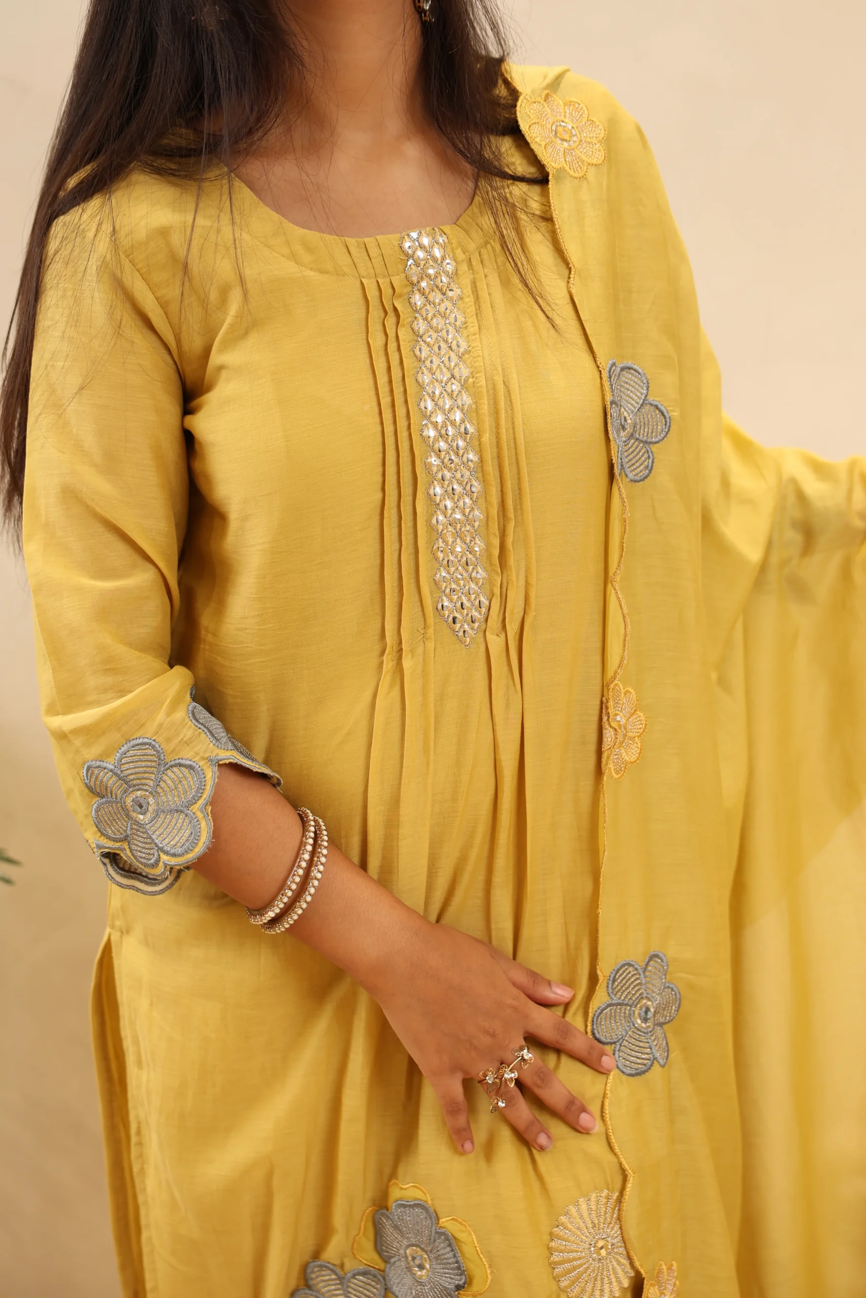Cotton A-Line Suit with Cotton Dupatta - Image 6