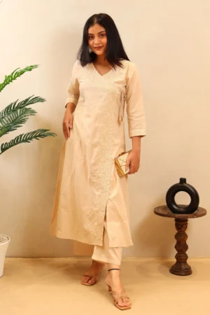 Cotton Angarqha Kurti with Pants