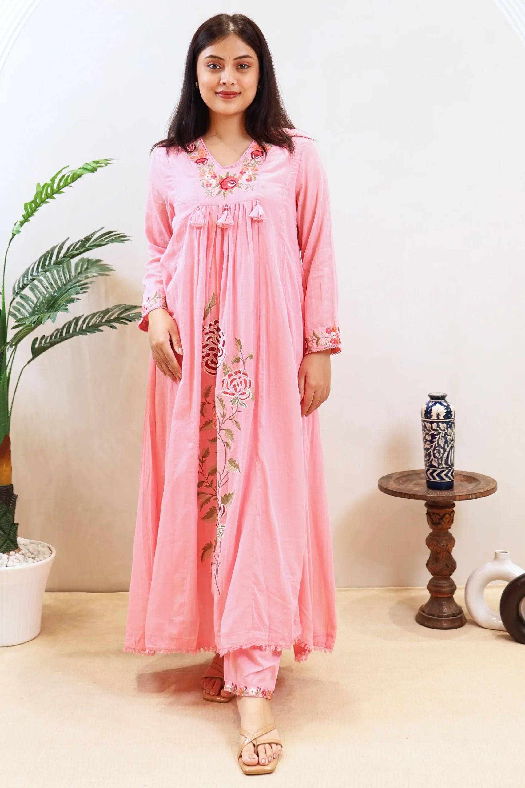 Long Anarkali with Thread Work