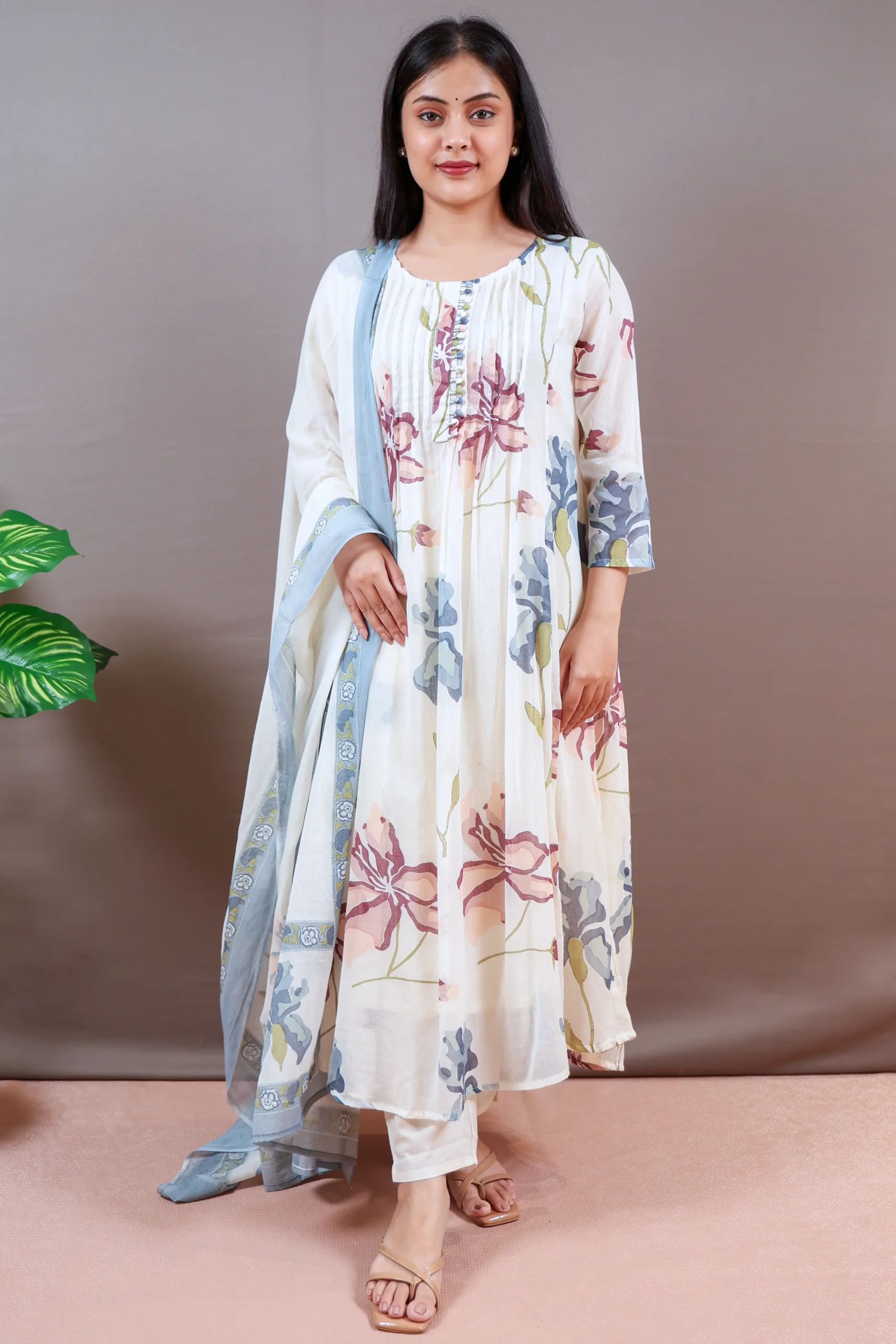 Anarkali Frock with Mul Cotton Dupatta