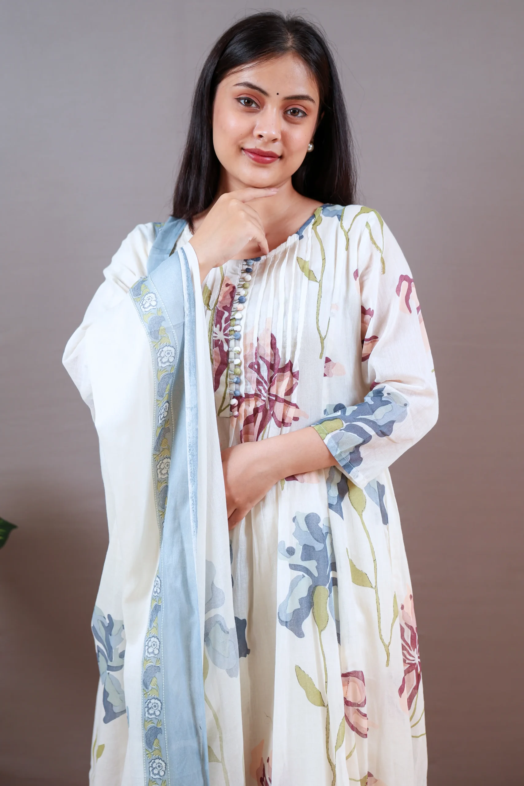 Anarkali Frock with Mul Cotton Dupatta - Image 2