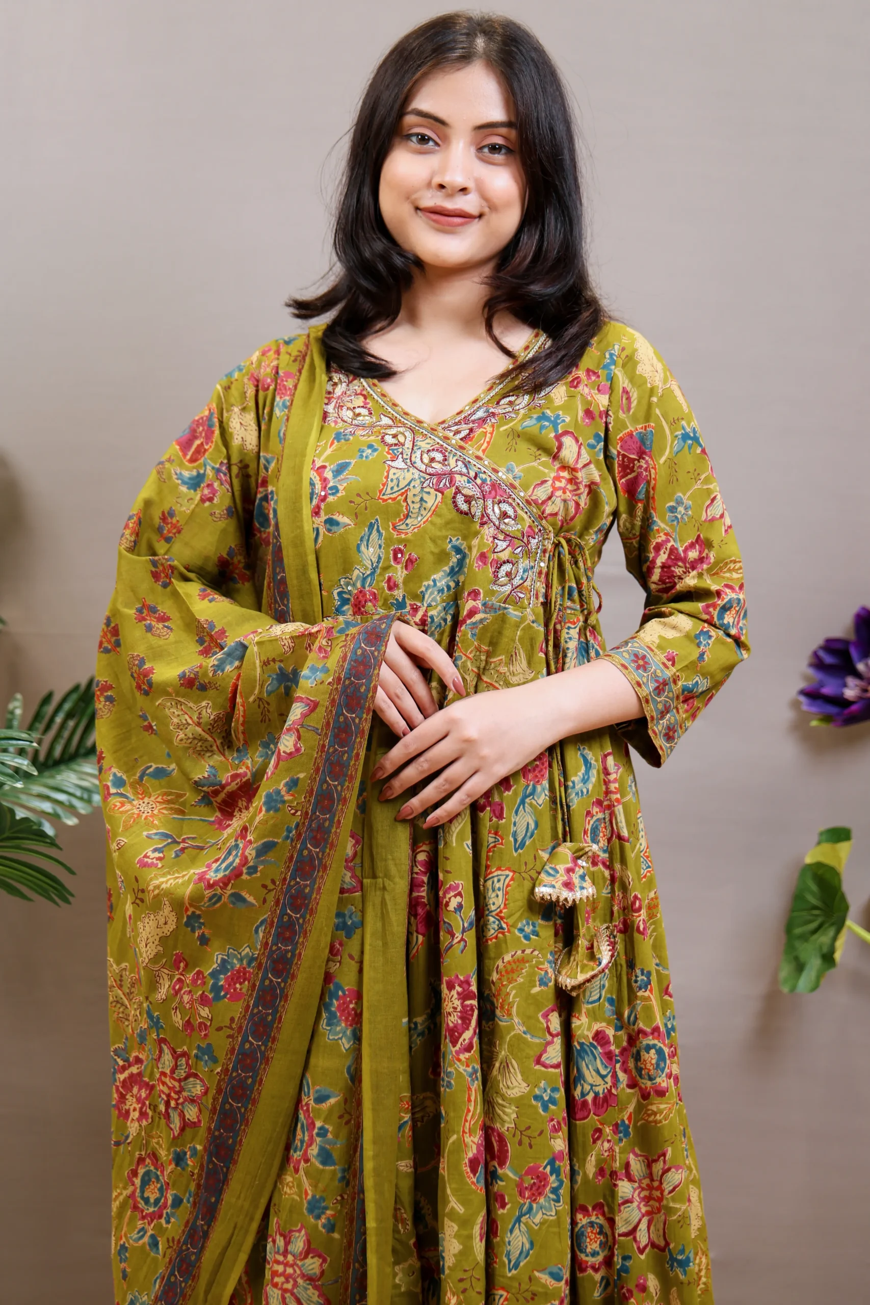 Printed Naira Cut Frock with Cotton Dupatta - Image 2