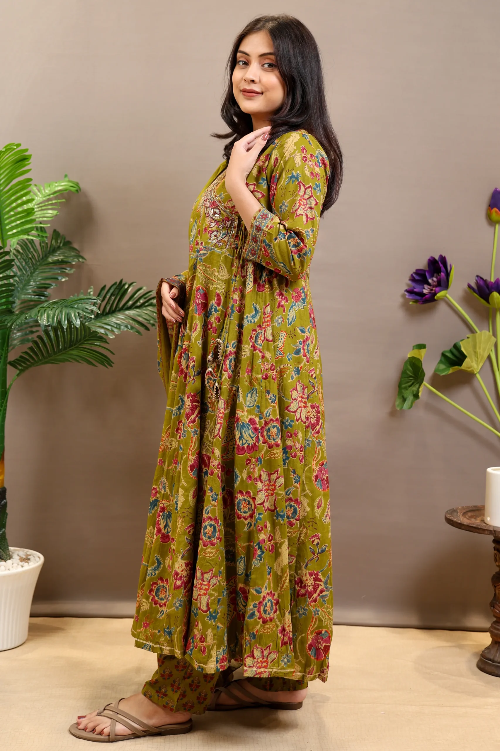 Printed Naira Cut Frock with Cotton Dupatta - Image 6