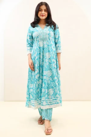 Short Frock with Thread Work and Print