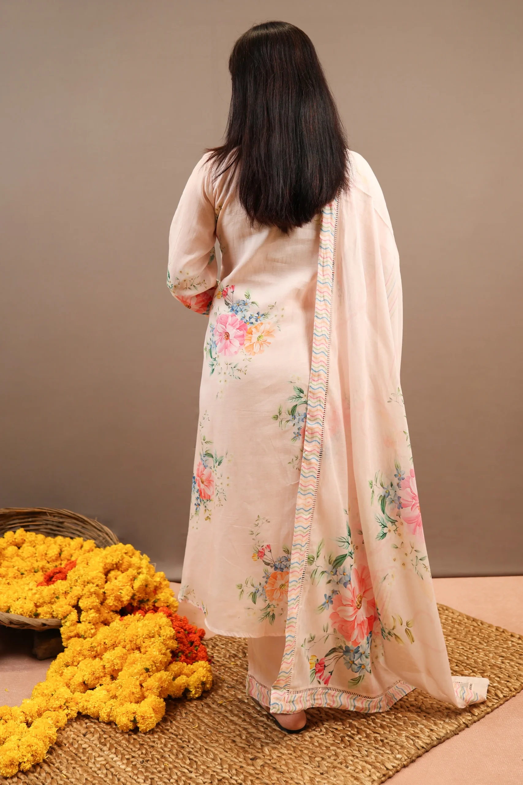 A-Line Cotton Suit with Thread Work - Image 7