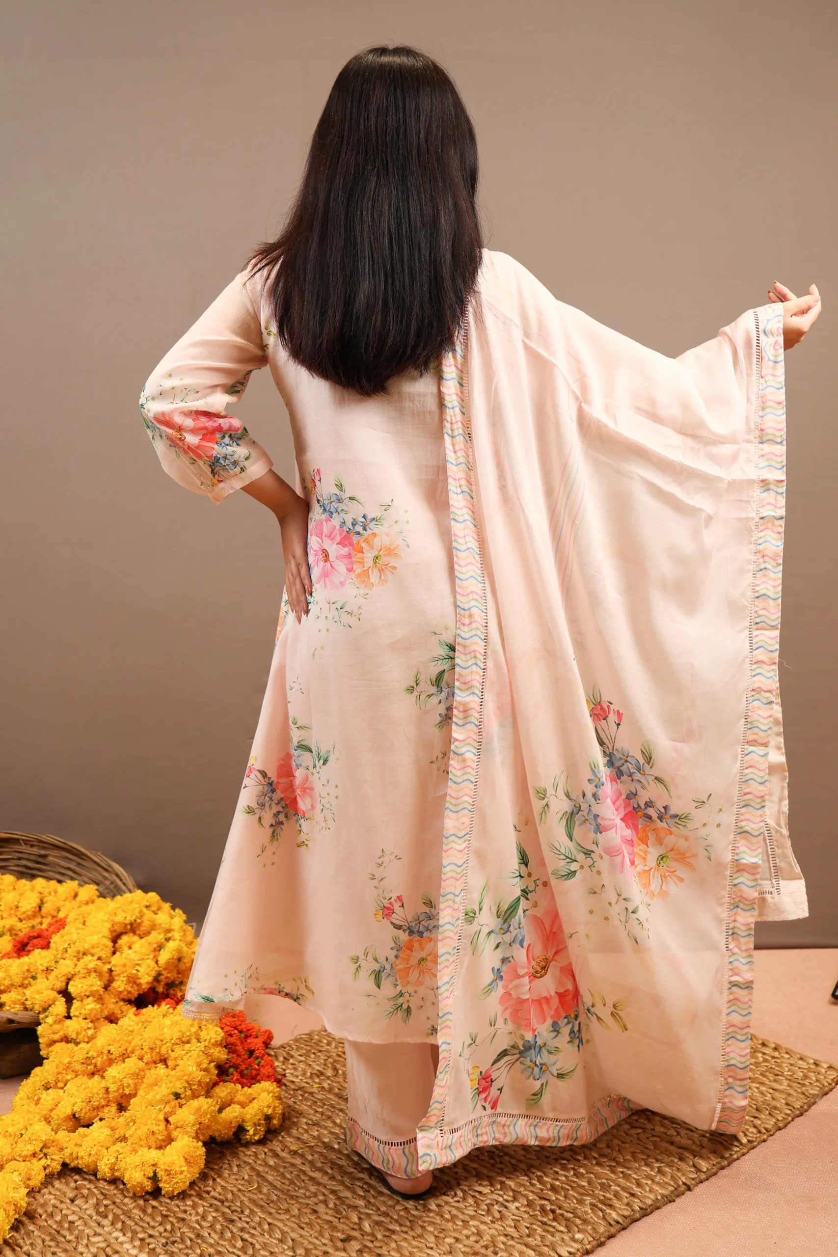 A-Line Cotton Suit with Thread Work - Image 6
