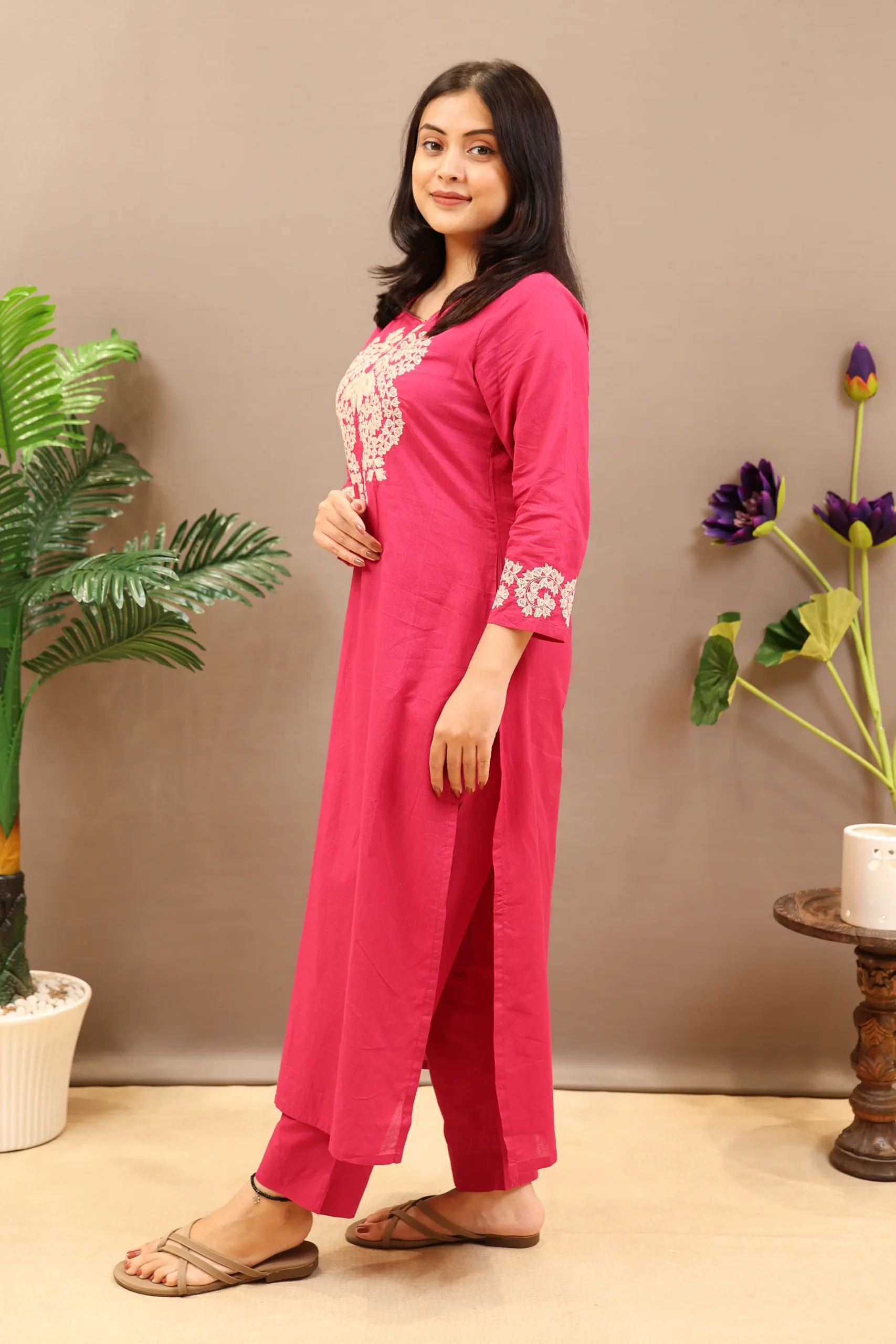 Cotton Straight Suit with Cotton Dupatta - Image 2