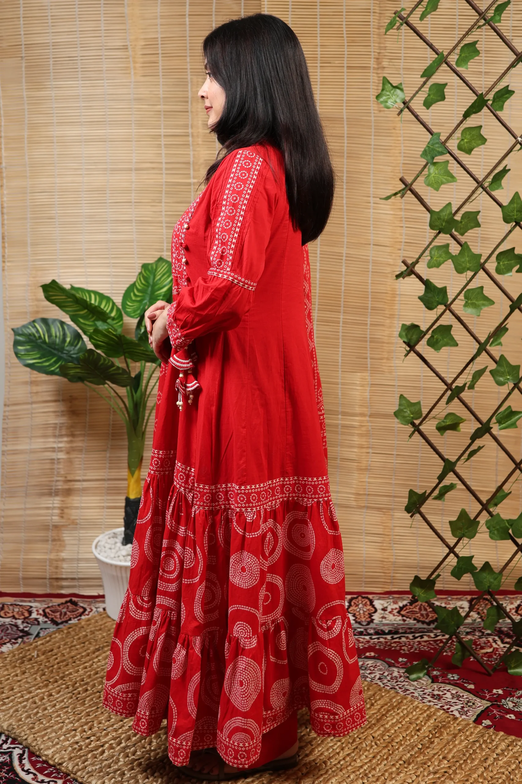Angarqha with Thread Work, Print, and Cotton Dupatta - Image 3