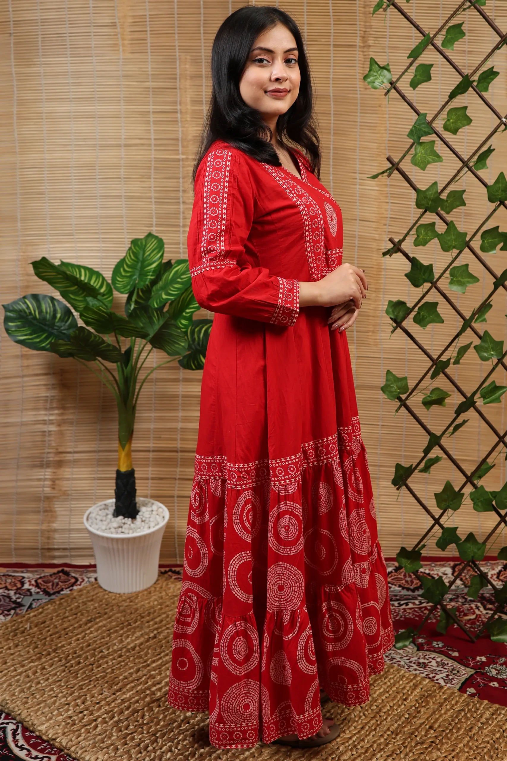 Angarqha with Thread Work, Print, and Cotton Dupatta - Image 4