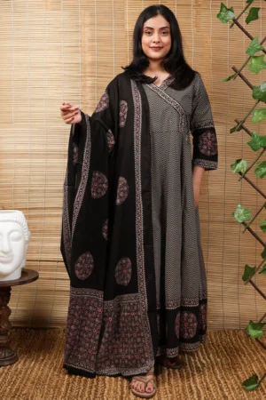 Printed Angarqha with Cotton Printed Dupatta