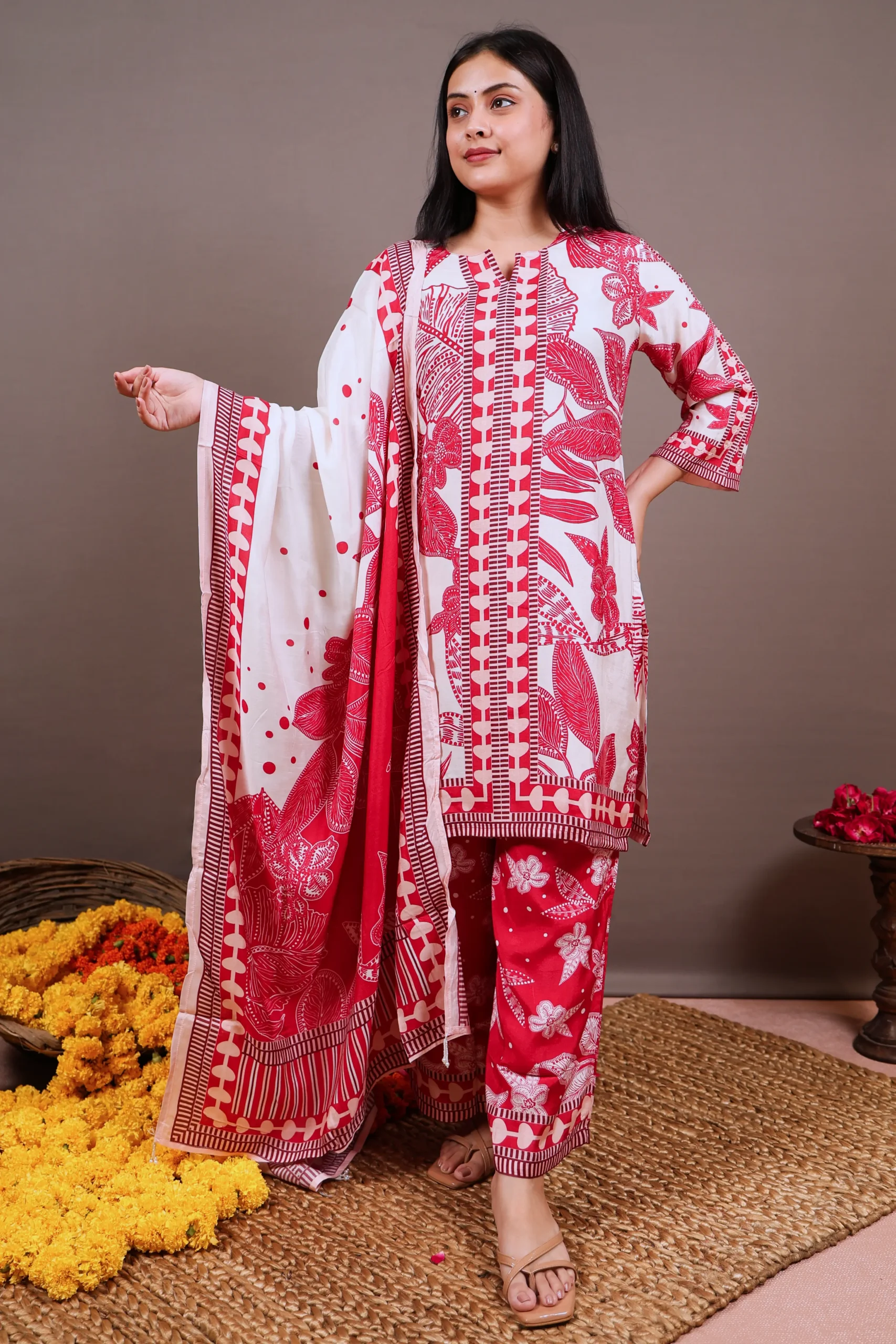 Printed Muslin Suit with Printed Dupatta - Image 2