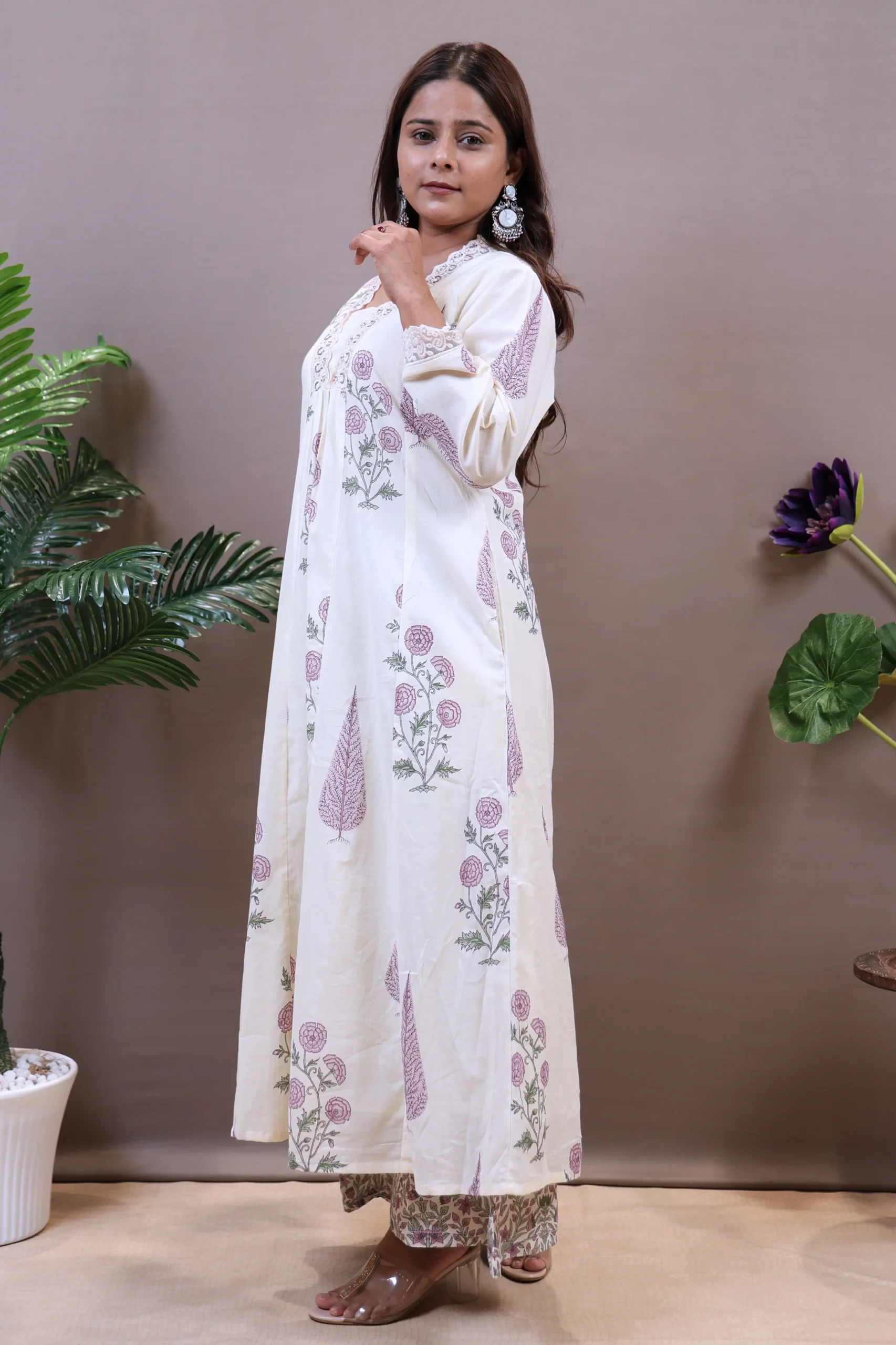 Printed Anarkali Frock with Cotton Dupatta - Image 4