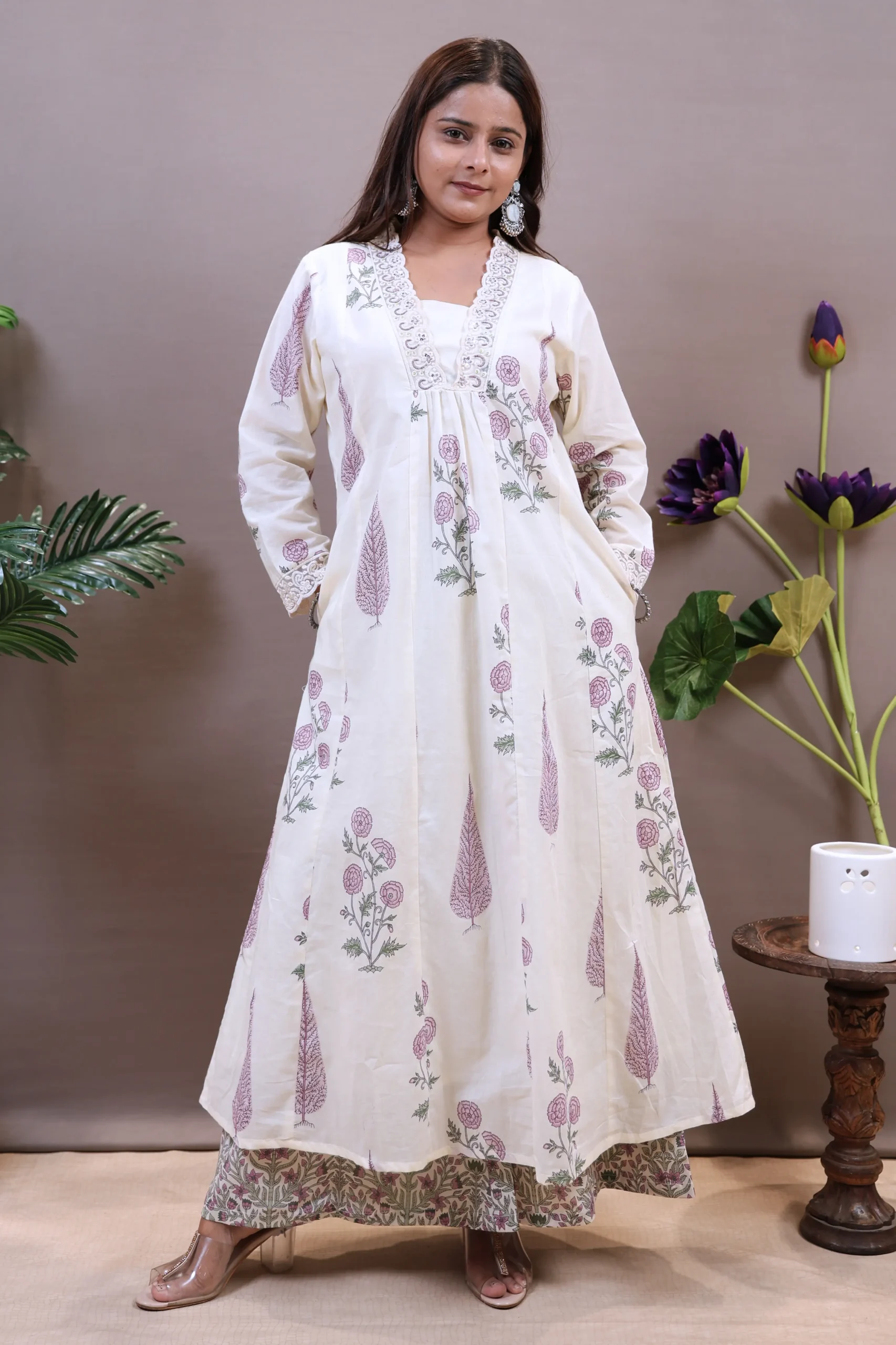 Printed Anarkali Frock with Cotton Dupatta - Image 2