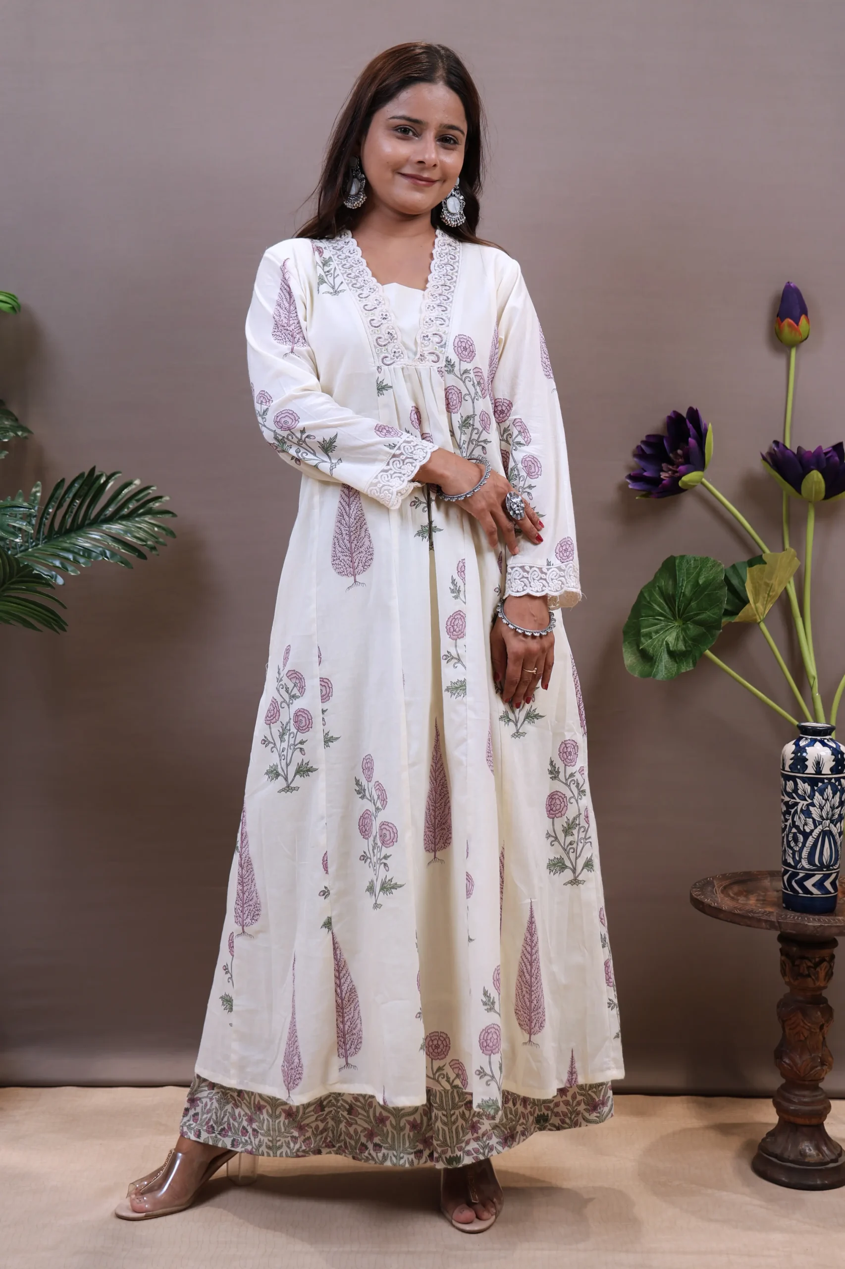 Printed Anarkali Frock with Cotton Dupatta - Image 3