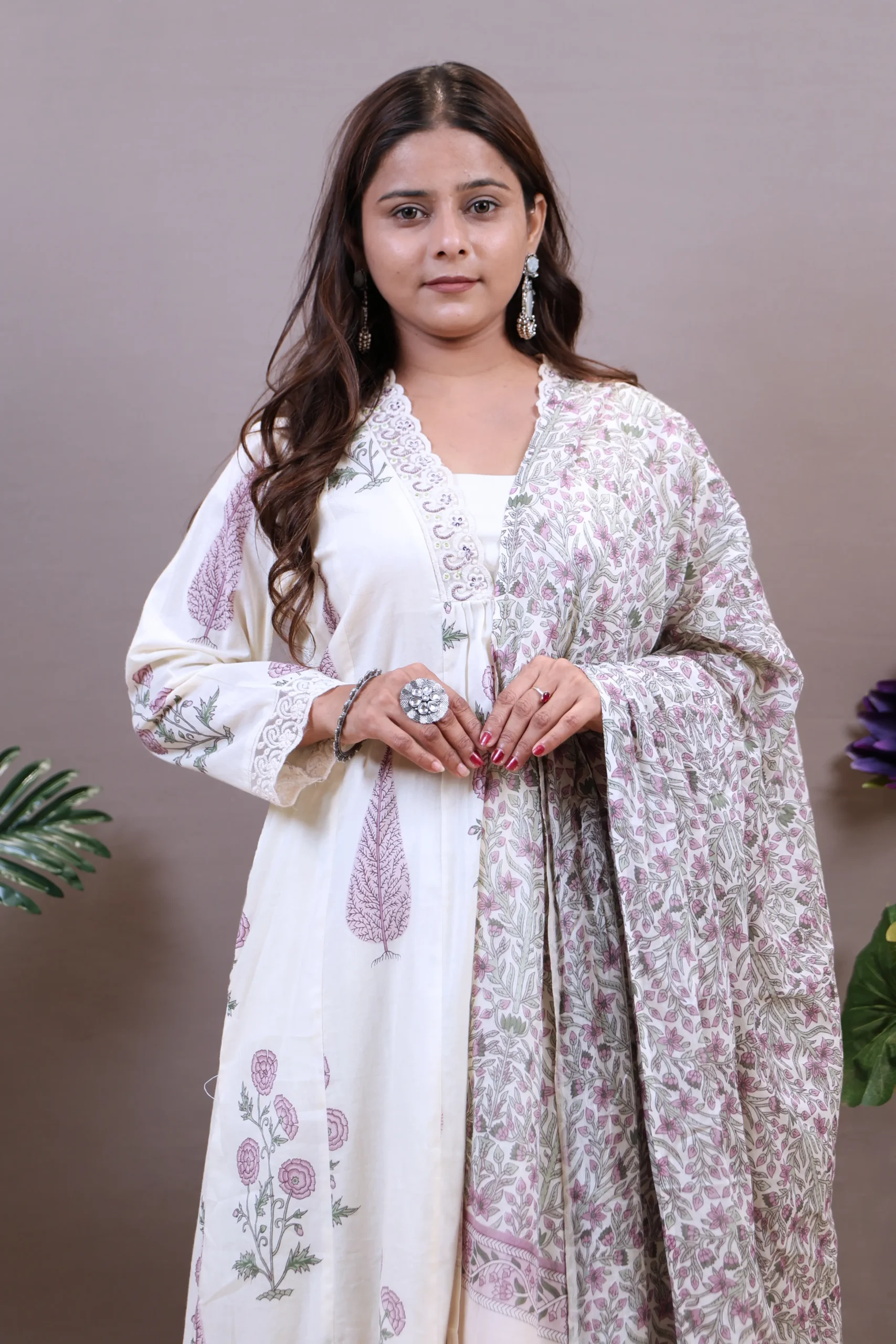 Printed Anarkali Frock with Cotton Dupatta - Image 6