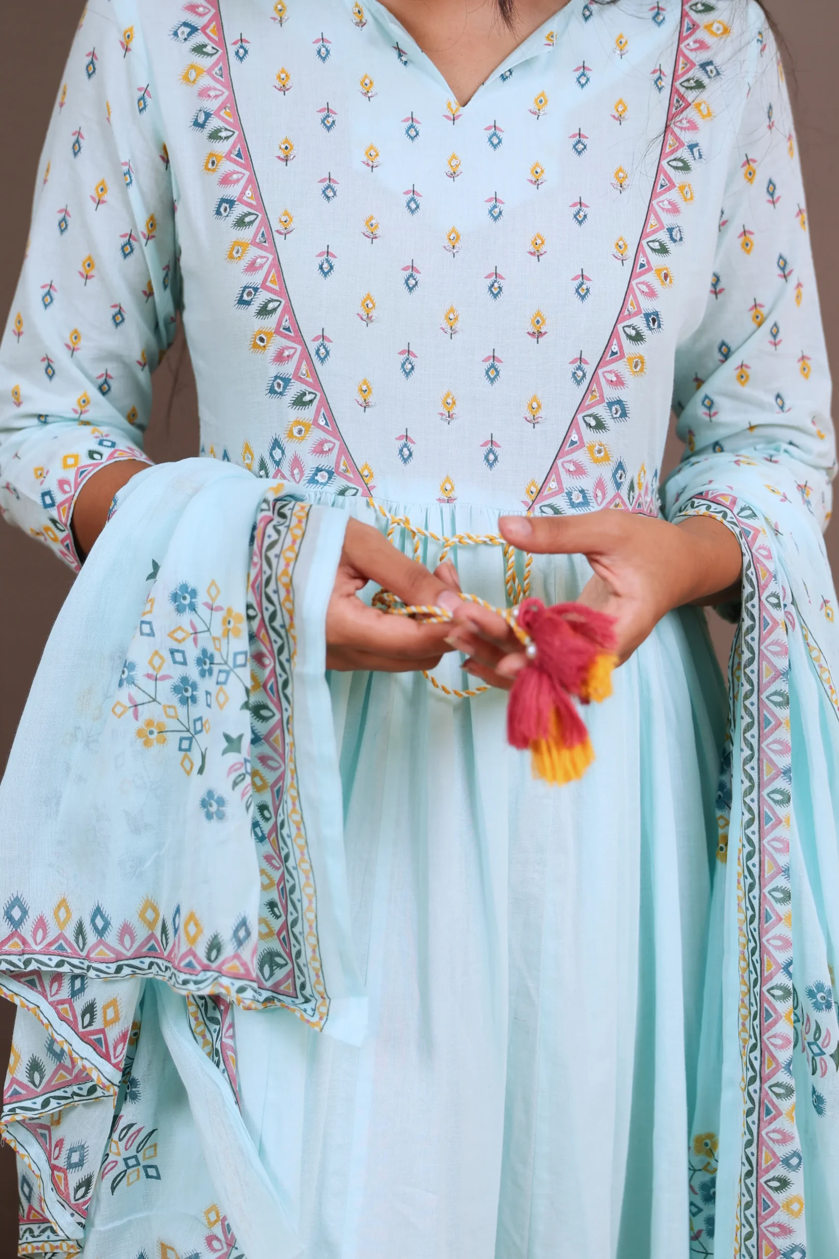 Long Mul Cotton Frock with Prints - Image 5