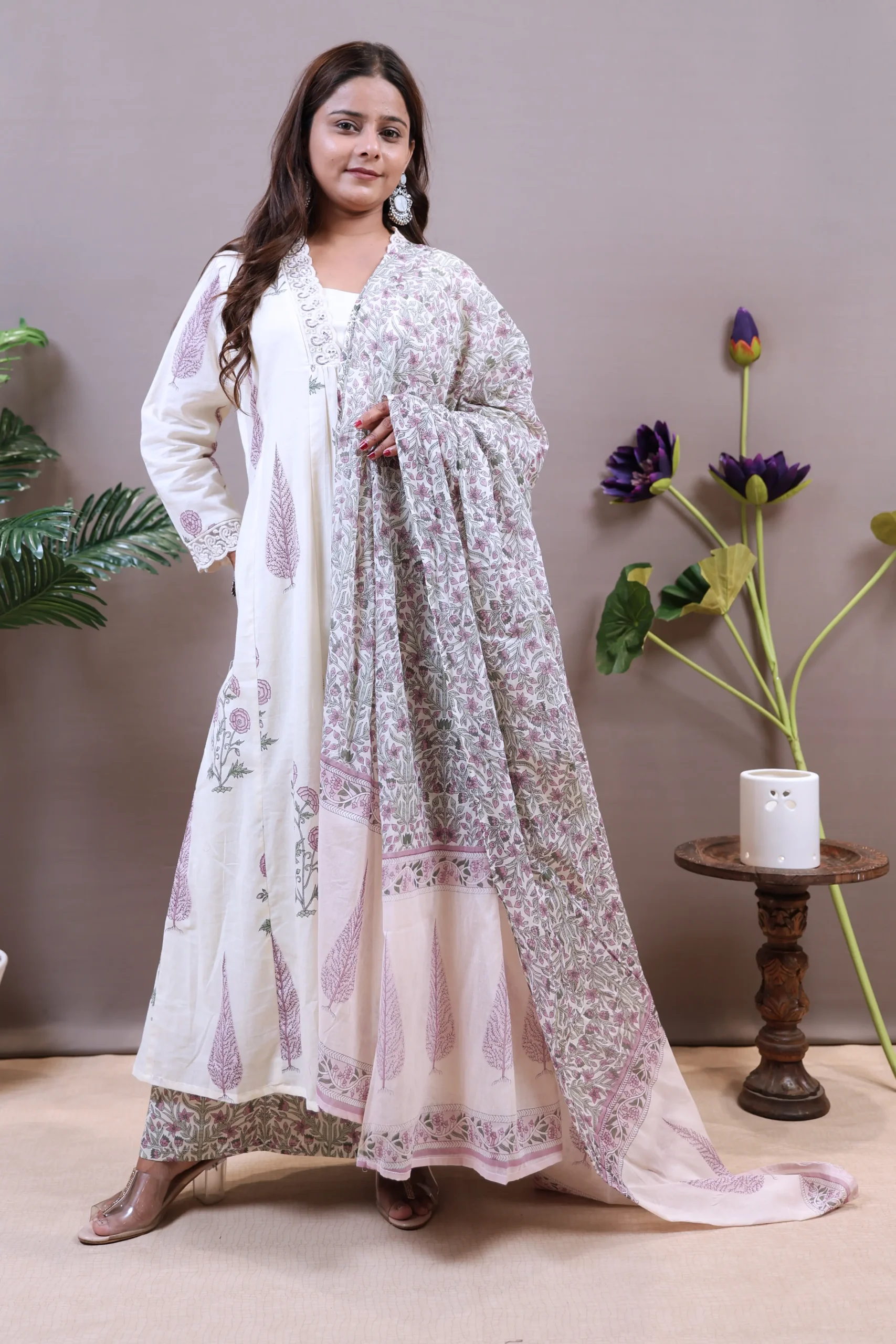 Printed Anarkali Frock with Cotton Dupatta