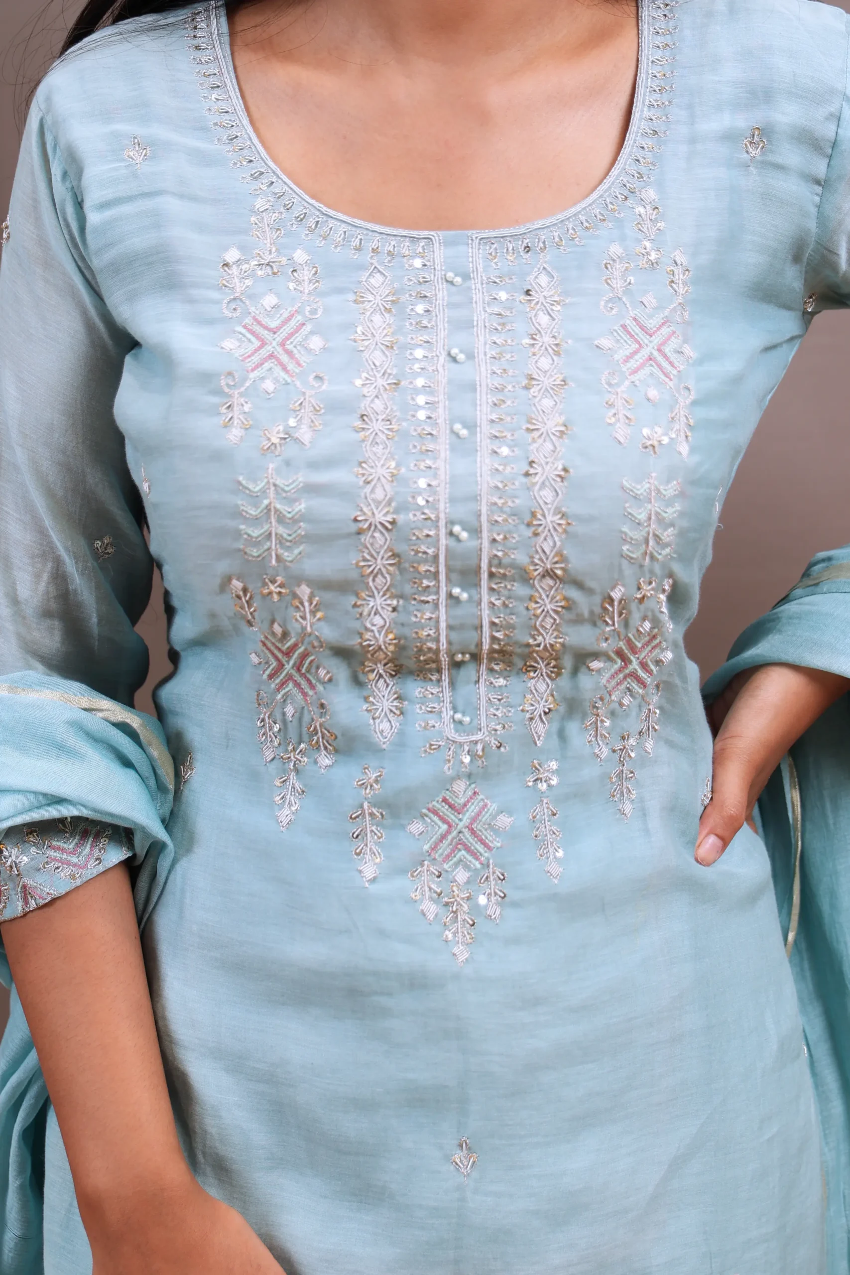 Frock Suit with Dabka Work - Image 5